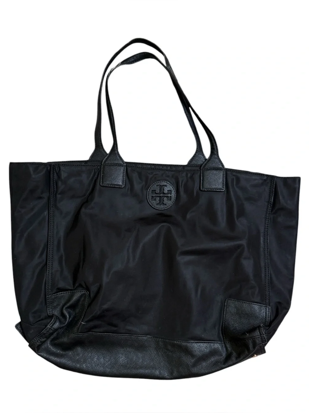 Tory Burch Black Nylon and Leather Tote